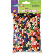 Creativity Street Pony Beads Art, Craft - Assorted - Plastic - 1000 / Pack