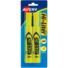 Avery&reg; Desk-Style Highlighters Chisel Marker Point - Fluorescent Yellow Ink - Water Based - 2 / Pack