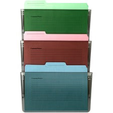 Officemate Mountable Wall File 14.50" Height x 13" Width x 4.12" Depth - Smoke - Plastic - 3 / Box