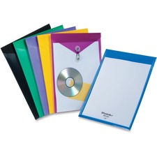 Pendaflex ViewFront Letter Vinyl File Pocket 8 1/2" x 11" - Poly - Blue, Black, Yellow, Purple, Green, Magenta - Flap, Elastic Closure, Button Closure, Water Resistant - 1 Each