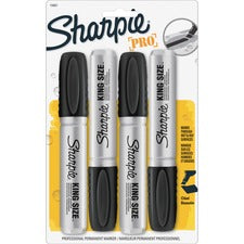 Sharpie King-Size Permanent Markers Chisel Marker Point - Black Ink - Plastic Barrel - 4 / Pack