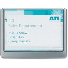 DURABLE CLICK SIGN Holder for Interior Walls 5.9" Width x 5.1" Height x 0.6" Depth - Rectangular Shape - Door-mountable, Wall Mountable, Surface-mountable - Indoor - Acrylic, Plastic - Clear, Graphite - 1 Each
