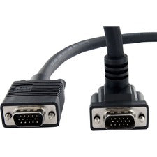 StarTech.com 15 ft High Res 90 Degree Down Angled VGA Cable 15 ft Coaxial Video Cable for Video Device, Monitor - First End: 1 x 15-pin HD-15 - Male - Second End: 1 x 15-pin HD-15 - Male - Shielding - 28 AWG - Black - 1 Each