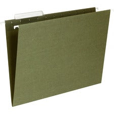 Business Source 1/3 Tab Cut Letter Recycled Hanging Folder 8 1/2" x 11" - 11 pt. - Standard Green - Acid-free - 100% Recycled - 25 / Box