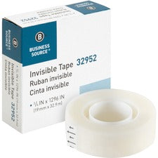 Business Source Invisible Tape Dispenser Refill Roll 36 yd Length x 0.75" Width - 1" Core - Clear - For Mending, Splicing, Holding - 1 Roll