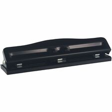 Business Source 3-Hole Adjustable Paper Punch 3 Punch Head(s) - 11 Sheet of 16lb Paper - 1/4" Punch Size - Round Shape - Black