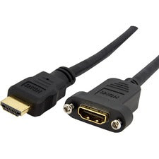 StarTech.com 3 ft Standard HDMI&reg; Cable for Panel Mount - F/M 3 ft HDMI Video Cable Adapter for PC, Audio/Video Device, Faceplate - First End: 1 x 19-pin HDMI Digital Audio/Video - Female, Digital Audio/Video - Female - Second End: 1 x 19-pin HDMI Digi