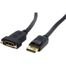 StarTech.com 3ft DisplayPort Panel Mount Cable - F/M 3 ft DisplayPort Video Cable for Audio/Video Device - First End: 1 x 20-pin DisplayPort Digital Audio/Video - Male - Second End: 1 x 20-pin DisplayPort Digital Audio/Video - Female - Gold Plated Connect