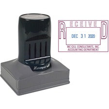 Xstamper VX Pre-inked Message Date Stamp Date Stamp - REC'D, PAID, ENT'D, FAXED - 1.38" Impression Width x 2.18" Impression Length - 1 Each