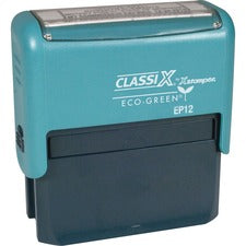 Xstamper ClassiX ECO Self-inking Message Stamp Custom Message Stamp - 0.63" Impression Width x 2.31" Impression Length - Black - Plastic - Recycled - 1 Each