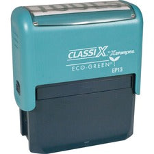 Xstamper ClassiX ECO Self-inking Message Stamp Custom Message/Date Stamp - 0.94" Impression Width x 2.44" Impression Length - Black - Plastic - Recycled - 1 Each