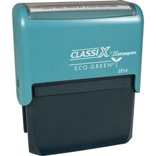Xstamper ClassiX ECO Self-inking Message Stamp Custom Message Stamp - 1.44" Impression Width x 2.94" Impression Length - Black - Plastic - Recycled - 1 Each