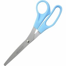 Westcott All Purpose 8" Stainless Steel Straight Scissors 8" Overall Length - Straight-left/right - Stainless Steel - Pointed Tip - Blue - 1 Each