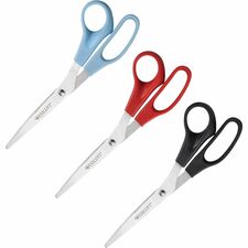 Westcott 8" All Purpose Straight Scissors 8" Overall Length - Straight-left/right - Stainless Steel - Assorted - 3 / Pack
