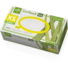 Medline Aloetouch Ice Nitrile Gloves X-Small Size - Latex-free, Textured - For Healthcare Working - 200 / Box