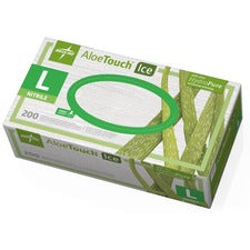 Medline Aloetouch Ice Nitrile Gloves Large Size - Latex-free, Textured - For Healthcare Working - 200 / Box