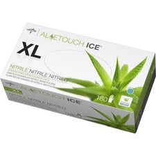 Medline Aloetouch Ice Nitrile Gloves X-Large Size - Latex-free, Textured - For Healthcare Working - 180 / Box