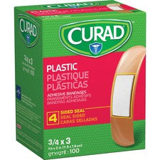 Medline Plastic Adhesive Bandages 0.75" Width x 3" Length - Tan - 100 / Box