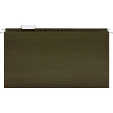 Business Source 1/5 Tab Cut Legal Recycled Hanging Folder 8 1/2" x 14" - 11 pt. - Poly - Green - 100% Recycled - 25 / Box