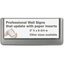 DURABLE Click Sign 6.8" Width x 3" Height x 0.6" Depth - Rectangular Shape - Wall Mountable, Door-mountable - Indoor - Plastic - Graphite - 1 Each
