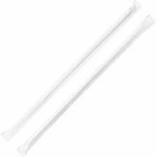 Genuine Joe Jumbo Translucent Straight Straws 7.8" Length - Clear - 500 / Box