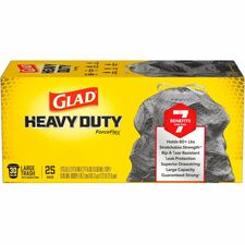Glad ForceFlexPlus Large Drawstring Trash Bags Large Size - 30 gal Capacity - 24.88" Length x 24.02" Width - Drawstring Closure - Black - Home, Office, Can - 25/Box - 1 Each