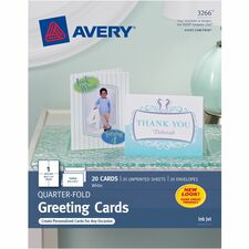 Avery&reg; Greeting Cards 97 Brightness - 4 1/4" x 5 1/2" - Matte - Heavyweight - White - 20 / Pack