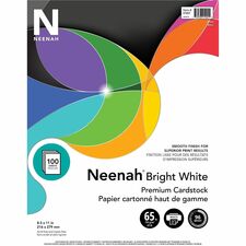 Neenah Bright White Cardstock Letter - 8 1/2" x 11" - 65 lb Basis Weight - Smooth - Acid-free, Lignin-free - Bright White - 100 / Pack