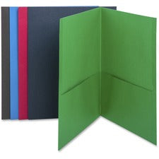 Business Source Letter Recycled Pocket Folder 8 1/2" x 11" - 100 Sheets Capacity - 2 Internal Pocket(s) - Paper - Assorted - Die-cut, Card Holder - 35% Recycled - 25 / Box