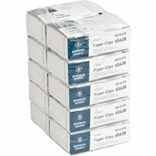 Business Source Paper Clips No. 1 - Silver - Steel - 100/Box - 10 / Pack