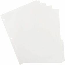 Business Source 3-Ring Plain Tab Indexes 5 Write-on Tab(s) - 5 Tab(s)/Set - 2" Tab Width - 8.5" Divider Width x 11" Divider Length - Letter - 3 Hole Punched - White Divider - 100% Recycled - Mylar Reinforced Edge, Punched - 100 / Box