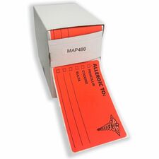Tabbies ALLERGIC TO Medical Allergy Label 4" Width x 2" Length - Permanent Adhesive - Rectangle - Fluorescent Red - Self-adhesive - 100 / Roll - 100 / Roll
