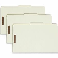Smead 2/5 Tab Cut Legal Recycled Classification Folder 8 1/2" x 14" - 2" Expansion - 4 x 2K Fastener(s) - 1" Fastener Capacity, 2" Fastener Capacity - Top Tab Location - Right of Center Tab Position - 1 Divider(s) - 25 pt. - Pressboard - Gray, Green - Hea