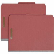 Smead 2/5 Tab Cut Letter Recycled Classification Folder 8 1/2" x 11" - 2" Expansion - 2 x 2K Fastener(s) - 2" Fastener Capacity - Top Tab Location - Right of Center Tab Position - 2 Divider(s) - 25 pt. - Pressboard - Red - Tear Resistant Gusset - 100% Rec