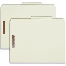 Smead 2/5 Tab Cut Letter Recycled Classification Folder 8 1/2" x 11" - 2" Expansion - 2 x 2K Fastener(s) - 2" Fastener Capacity - Top Tab Location - Right of Center Tab Position - 2 Divider(s) - 25 pt. - Pressboard - Gray/Green - Heavy Duty, Tear Resistan