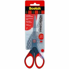 Scotch Precision Scissors 7" Overall Length - Left/Right - Stainless Steel - Red, Gray - 1 Each