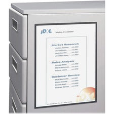 C-Line 8-1/2"x11" Magnetic Cubicle Keepers Pockets 11" Height x 8.5" Width - Polypropylene - Clear, Black - 2 / Pack