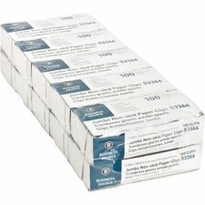 Business Source Jumbo Nonskid Paper Clips Jumbo - Silver - Steel - 100/Box - 10 / Pack