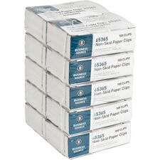 Business Source Non-Skid Paper Clips Standard - No. 1 - 0.4" Length x 1.3" Width - Silver - Steel - 100/Box - 10 / Pack