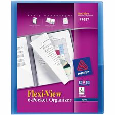 Avery&reg; Flexi-View 47697 Letter Organizer Folder 8 1/2" x 11" - 150 Sheets Capacity - 6 Internal Pocket(s) - Polypropylene - Light Blue, Light Gray - Card Holder, CD Holder, Non-stick - 1Pack - 24 / Carton