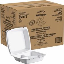 Dart 8-1/2" Triple-Compartment Foam Containers Foam Body - 200 / Carton
