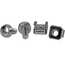StarTech.com 50 Pkg M6 Mounting Screws and Cage Nuts for Server Rack Cabinet Cage Nut, Rack Screw - Stainless Steel - Silver - 50 / Pack - TAA Compliant