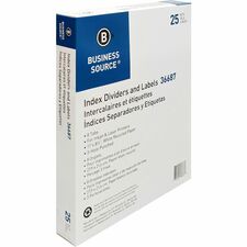 Business Source Punched Laser Index Dividers 8 Blank Tab(s) - 8 Tab(s)/Set - 8.5" Divider Width x 11" Divider Length - Letter - 3 Hole Punched - White Paper Divider - White Tab(s) - 100% Recycled - Mylar Reinforcement, Reinforced, Punched - 25 / Box