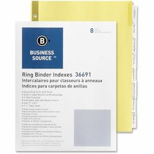 Business Source Insertable Tab Indexes 8 Blank Tab(s) - 8.5" Divider Width x 11" Divider Length - Letter - 3 Hole Punched - Clear Tab(s) - Punched, Reinforced Edges, Mylar Reinforcement, Tear Resistant, Insertable - 8 / Set
