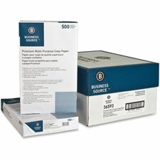 Business Source Premium Multipurpose Copy Paper - White 92 Brightness - Legal - 8 1/2" x 14" - 20 lb Basis Weight - Acid-free - White - 500 Sheets per Ream - 10 / Carton