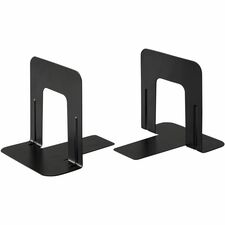 Business Source Heavy-gauge Steel Book Supports 5.25" Height x 5" Width x 4.75" Depth - Desktop - Non-skid Base, Scratch Resistant, Stain Resistant - Enamel - Black - Steel - 2 / Pair