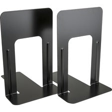 Business Source Heavy-gauge Steel Book Supports 8.50" Height x 9" Width x 6" Depth - Desktop - Non-skid Base, Scratch Resistant, Stain Resistant - Enamel - Black - Steel - 2 / Pair