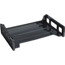 Business Source Side-loading Stackable Letter Trays Desktop - Stackable - 20% Recycled - Black - 1 Each