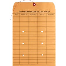 Business Source 2-sided Inter-Department Envelopes Inter-department - 10" Width x 13" Length - 28 lb - String/Button - Kraft - Kraft - 100 / Box