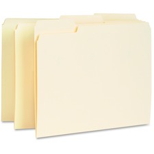 Business Source 1/3 Tab Cut Letter Recycled Top Tab File Folder 8 1/2" x 11" - Top Tab Location - Assorted Tab Position - 11 pt. - Manila - Manila - 10% Recycled - 100 / Box